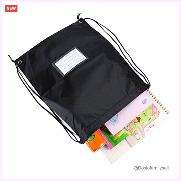 16 Pack Drawstring Bags, Polyester Fabric, Reinforced PU Leather Corners,
